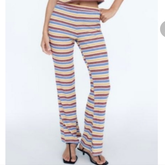 Zara Pants - Zara Striped textured ribbed pants size Small